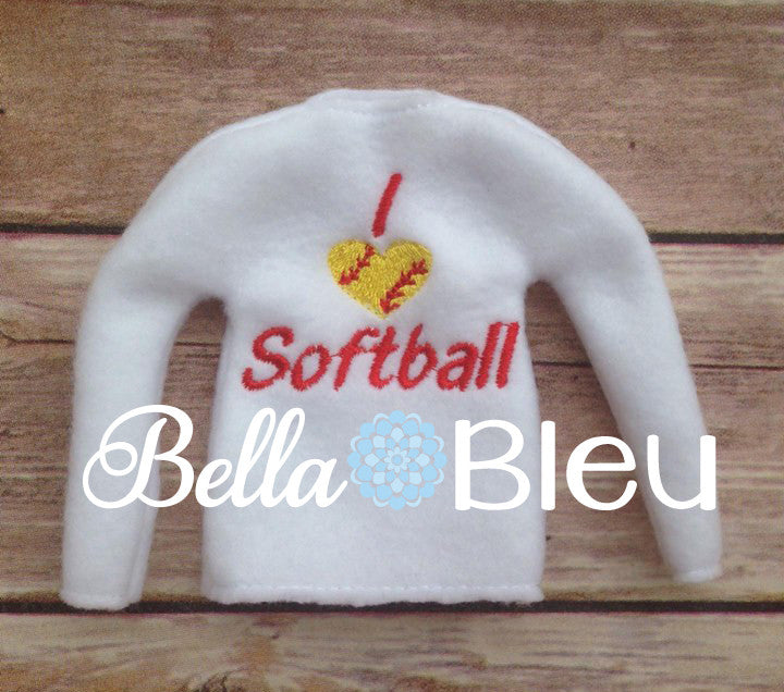 ITH In The Hoop Elf I love Heart Softball Sweater Shirt Embroidery Design