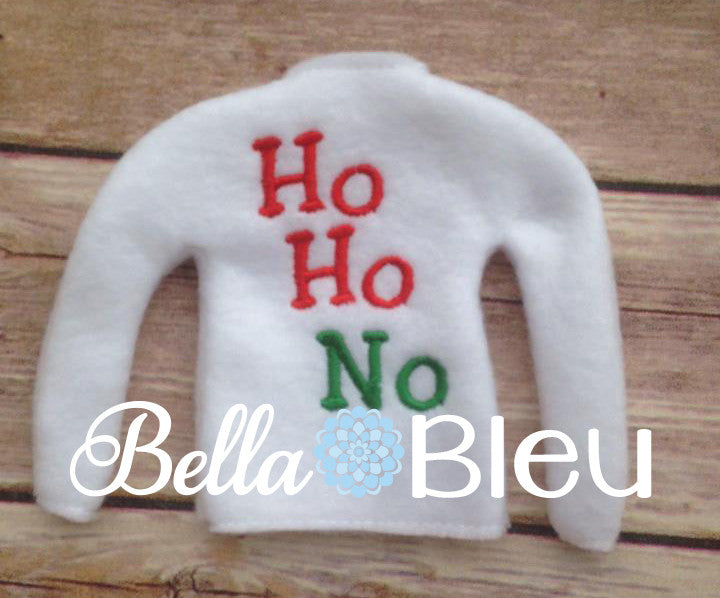 ITH In the Hoop HO HO NO Elf Sweater Shirt Machine Embroidery Design