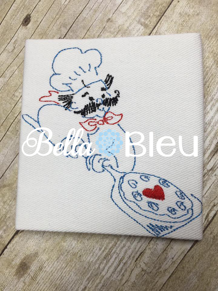 Pizza Chef Kitchen Colorwork Machine Embroidery Design
