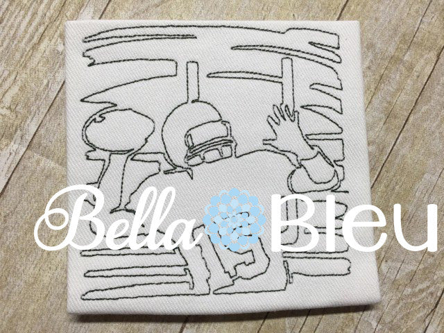 Football with Quarterback quilting Quick stitch redwork machine embroidery design