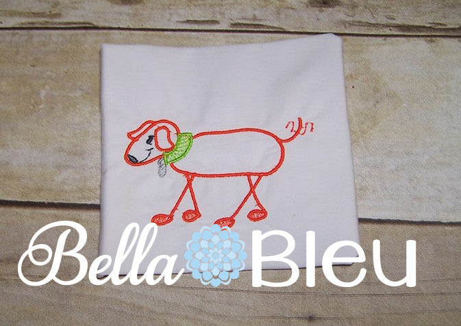 Stick Dog Figure machine embroidery design