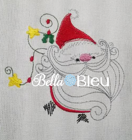Santa Claus with Christmas Lights Machine Embroidery Design
