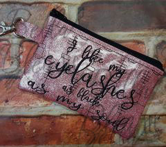In the Hoop Black Eyelashes as black as my soul zipper bag Wallet