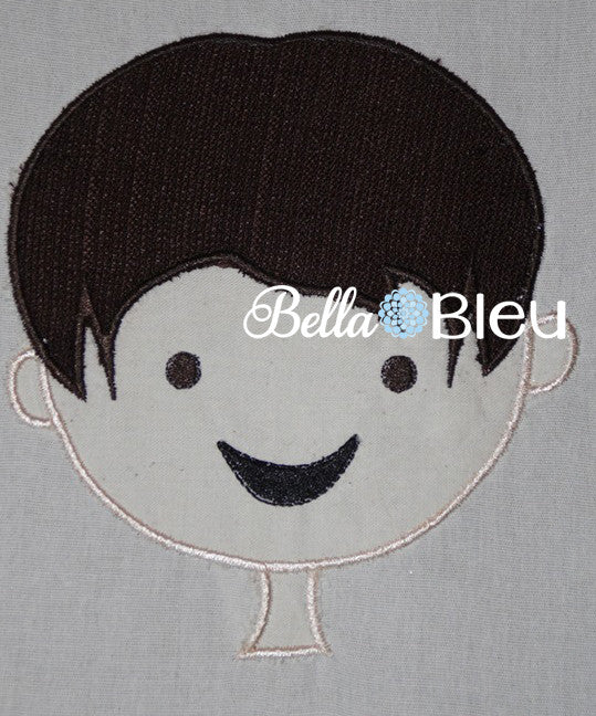 Boy Head face machine Embroidery applique design