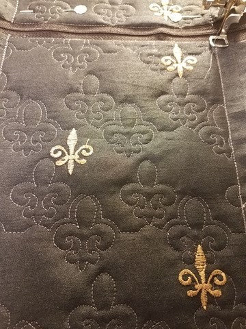 ITH In the Hoop FDL Fleu de Lis Quilt Stipple Purse 5x7 machine embroidery design zipper bag