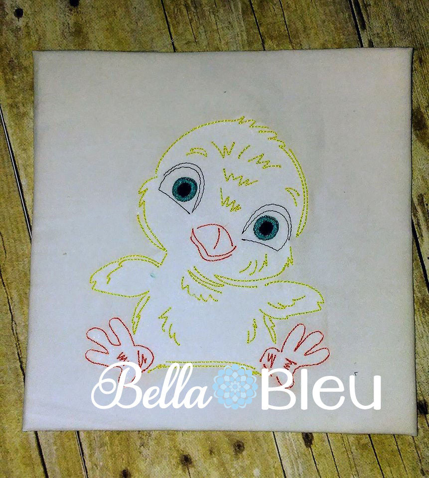 Baby Boy Chick Colorwork Farm Animal machine embroidery design