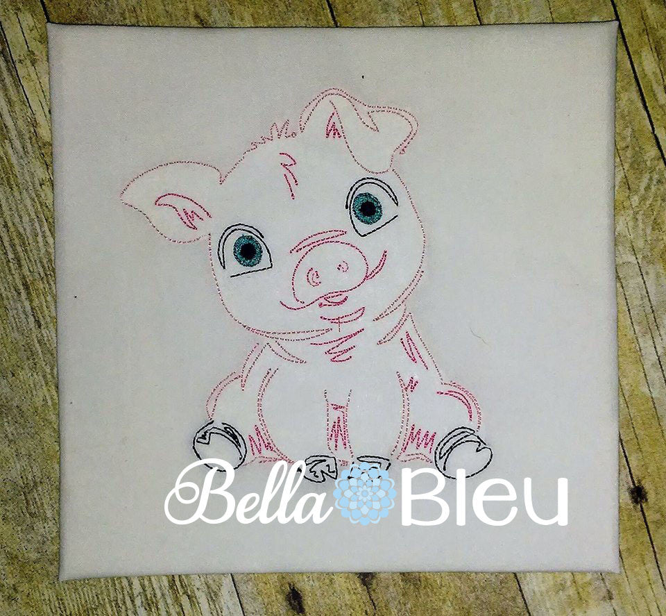 Baby Pig Piggie Farm Animal colorwork machine embroidery design
