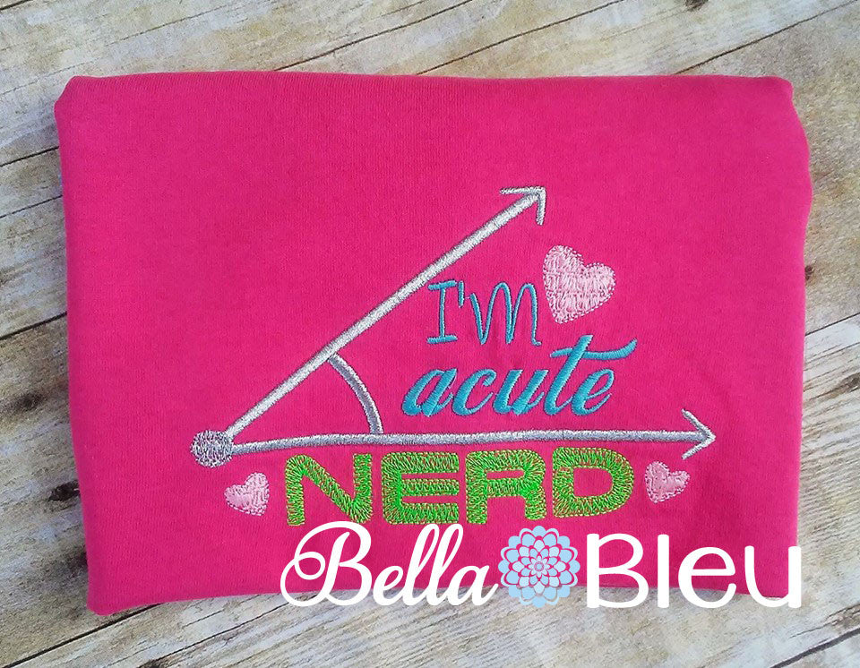 Back to School I'm Acute Nerd Machine Embroidery Sketchy Design