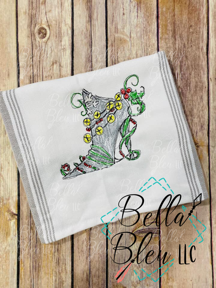 Christmas Heeled Boot Scribble Sketchy