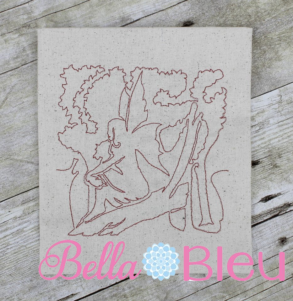 Fairy fairies quick stitch bean quick stitch quilting redwork machine embroidery design