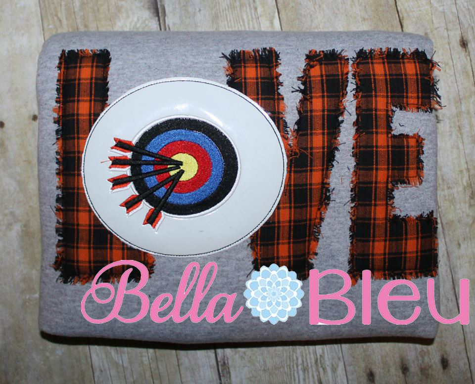 Love Archery Raggy Machine Embroidery Sports design