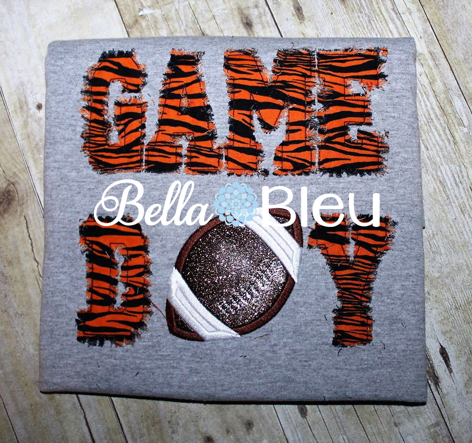 Raggy Game Day with Football Machine Embroidery Applique Design