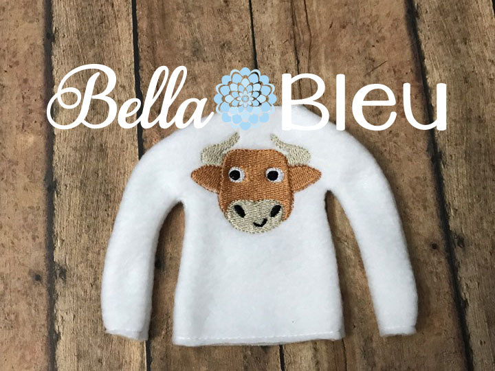 Longhorns Steers Mascot Elf sweater shirt in the hoop machine embroidery design