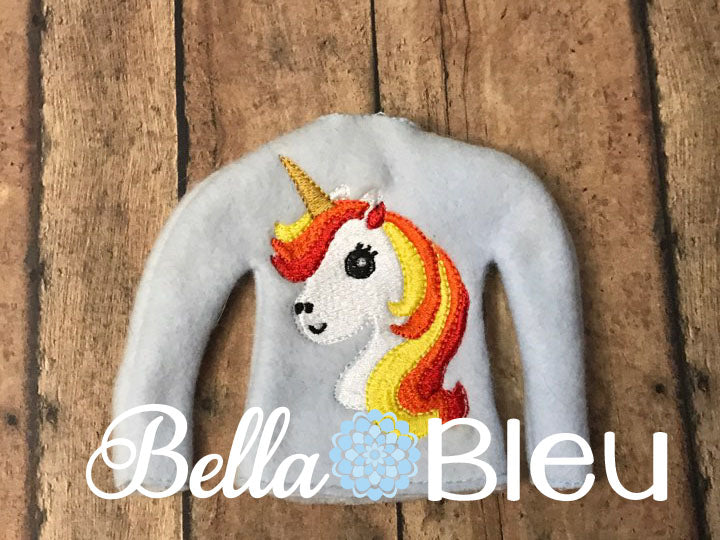 Unicorn Elf Sweater shirt in the hoop machine embroidery design
