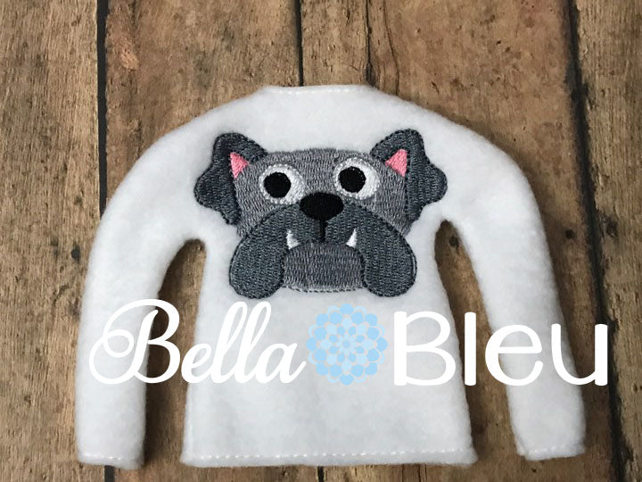 Bulldogs Dawgs Mascot Dog Elf sweater shirt in the hoop machine embroidery design