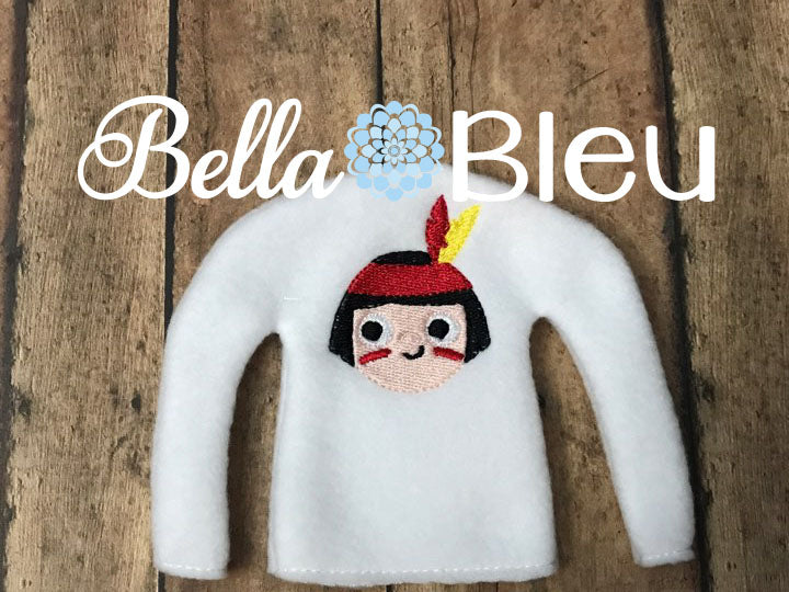 Native American Indian Elf Sweater Shirt machine embroidery in the hoop design