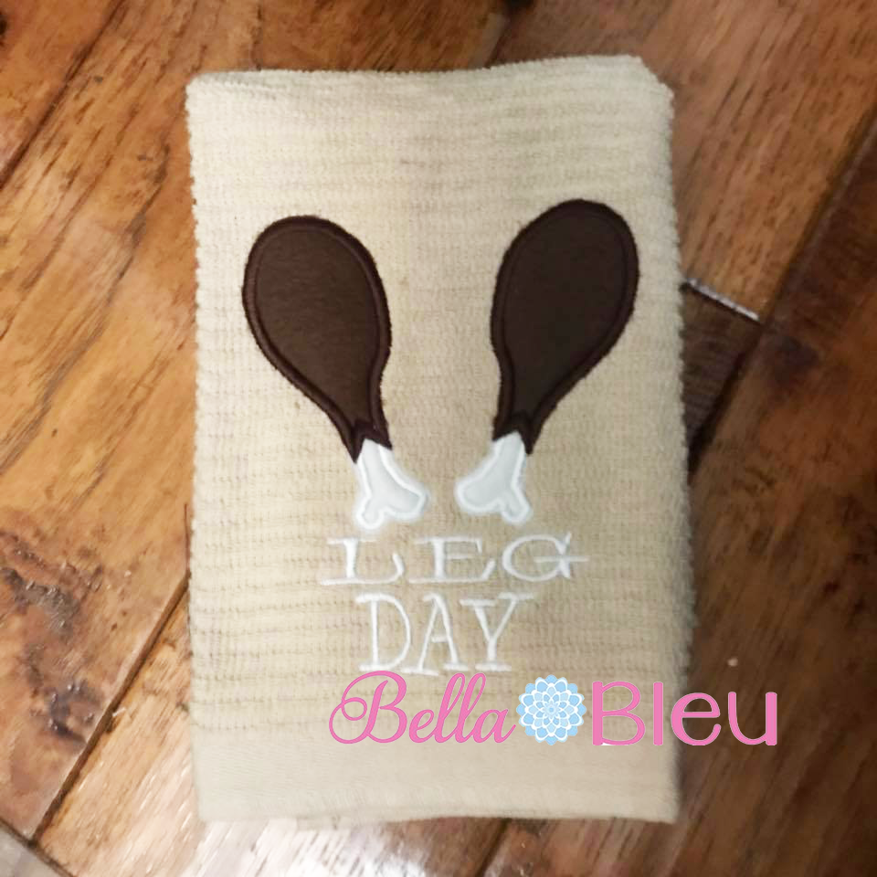 Leg Day Drumsticks Thanksgiving Turkey Funny Saying Machine Applique Embroidery Design