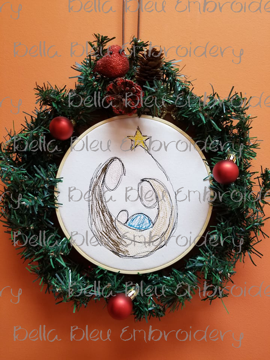 Mary, Joseph & Baby Jesus Christmas Scribble