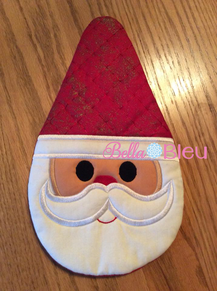 ITH In The Hoop Santa Claus Kitchen Potholder Oven Mitt Machine Embroidery Design