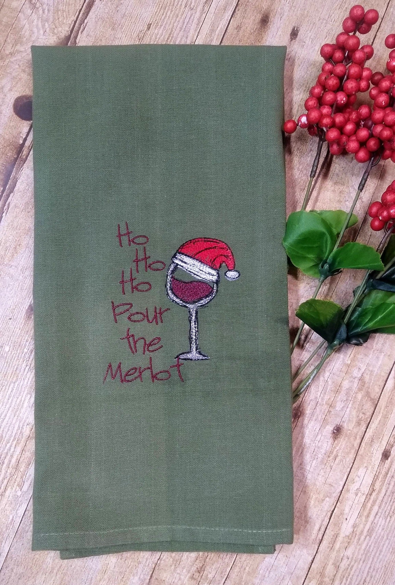 Christmas Ho Ho Ho Pour the Merlot Scribble Design