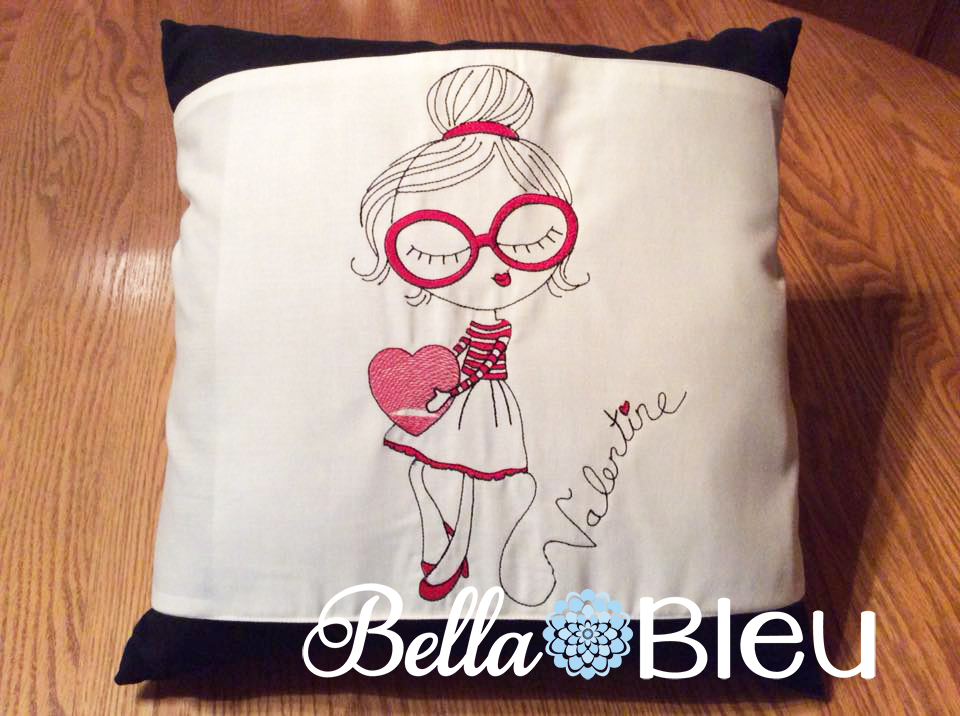 Sketchy Valentine Girls Embroidery