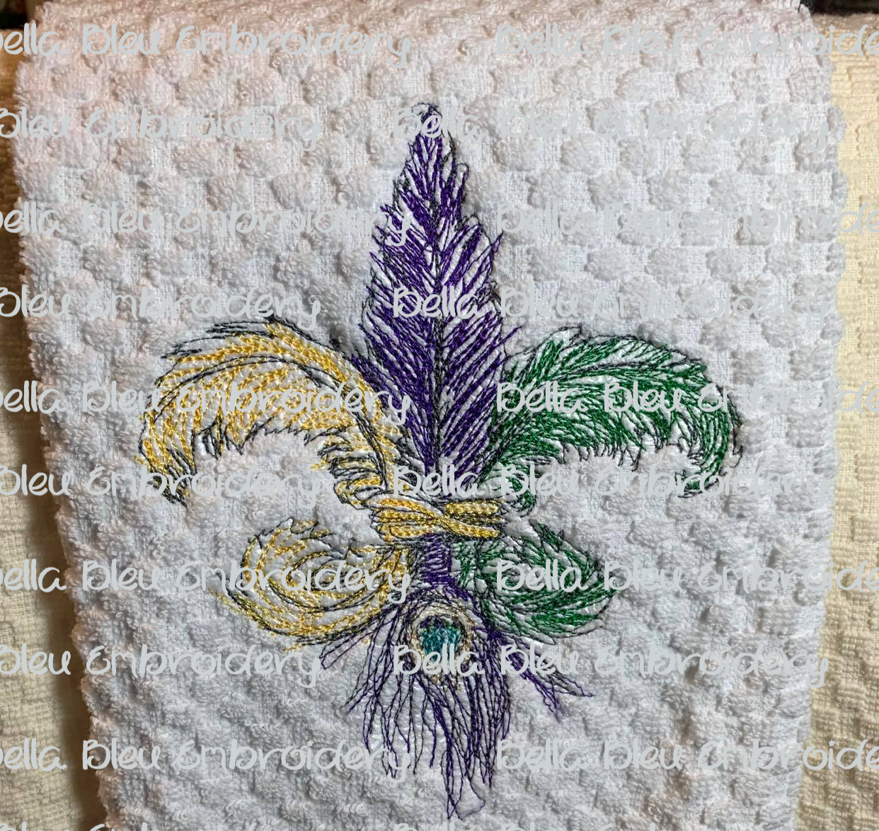 Mardi Gras Fleur de Lis Feather Scribble