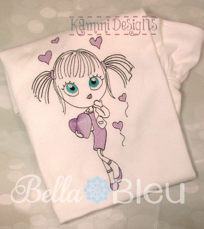 Valentines Sketchy Girl with hearts