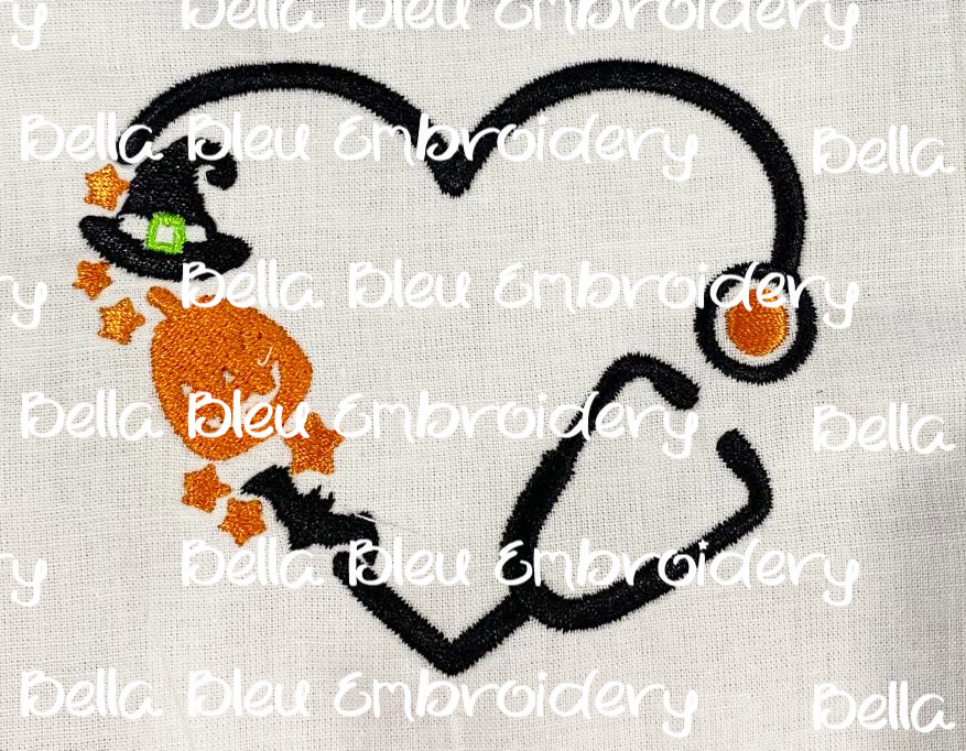 Monogram Halloween Heart Stethoscope Frame