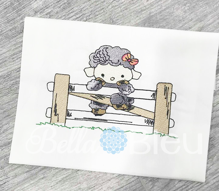 Baby Lamb Sheep Color Blend Sketchy Embroidery
