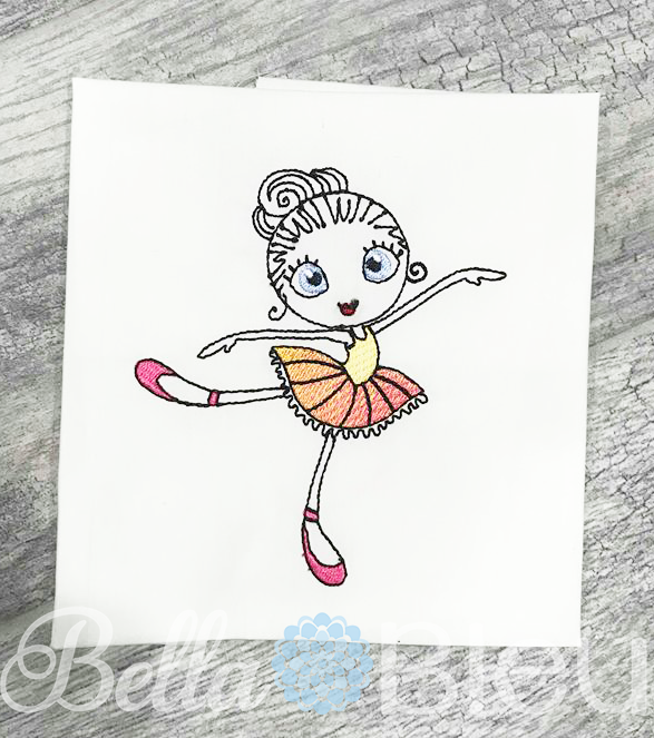 Sketchy Ballerina Ballet Girl Machine Embroidery Design