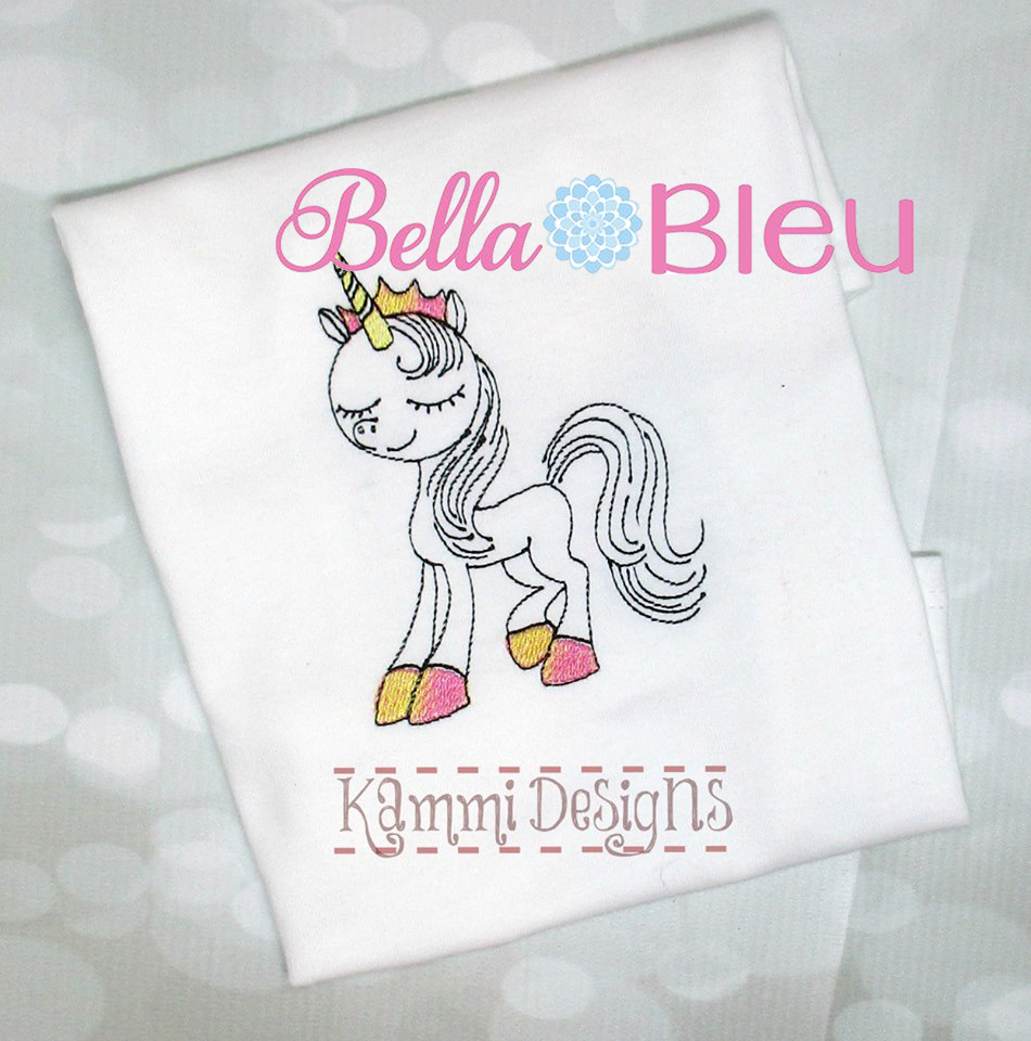 Princess Unicorn Sketchy Machine Embroidery Design