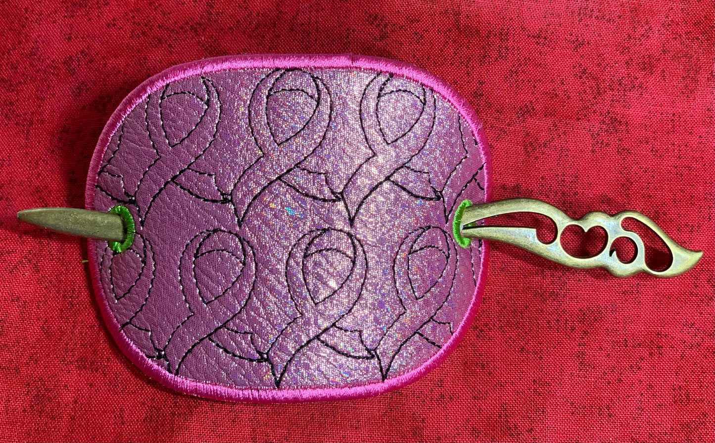 Awareness Ribbon Stipple Stick Barrette bun holder ITH