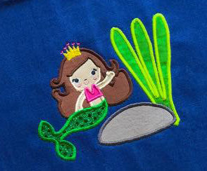 Mermaid Princess Under Water Sea Life Applique Embroidery Designs Design
