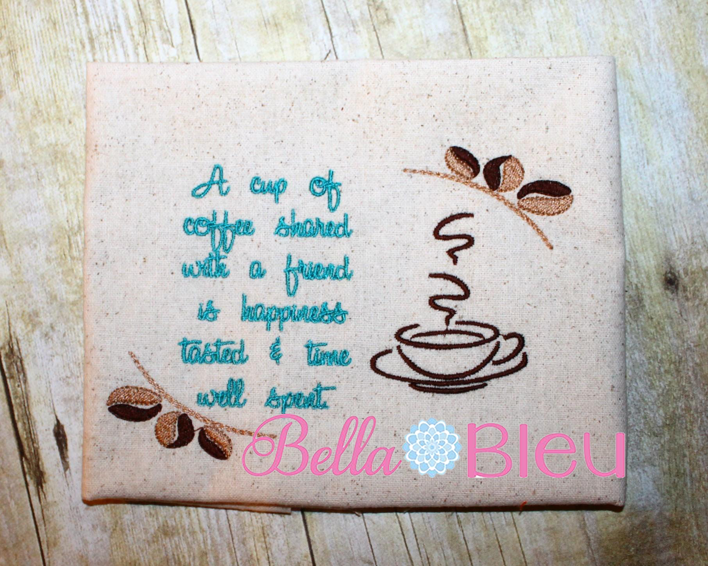 Coffee shared with Friends Saying Machine Embroidery Design