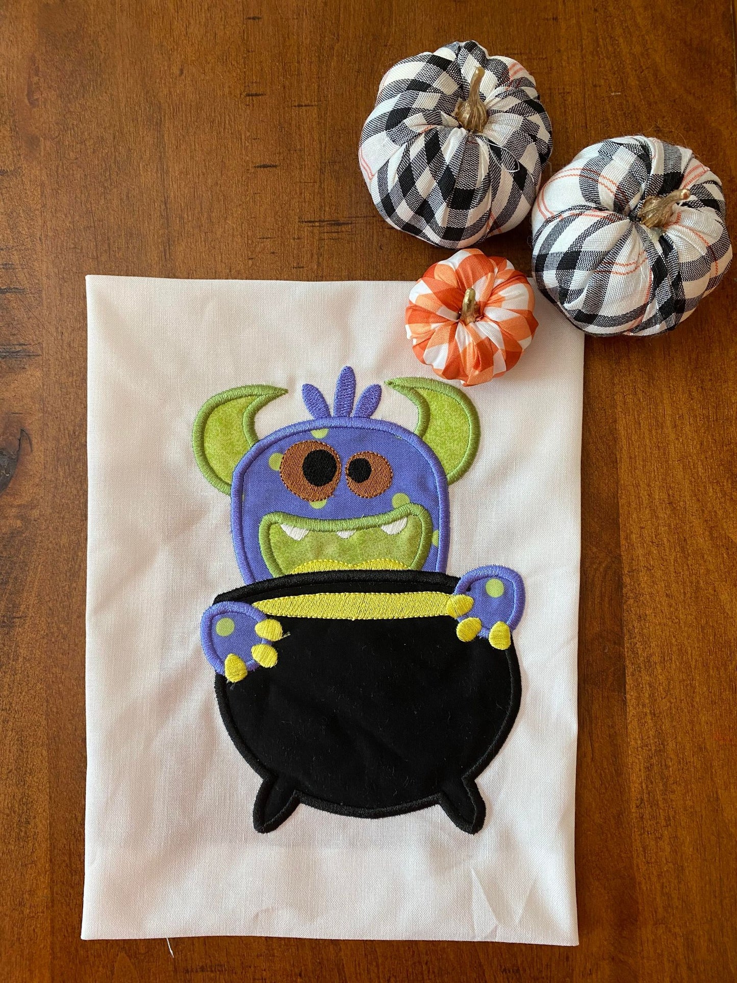 Monster with Caldron Applique Halloween design