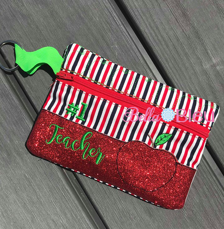 ITH #1 Teacher Apple Wallet machine embroidery design