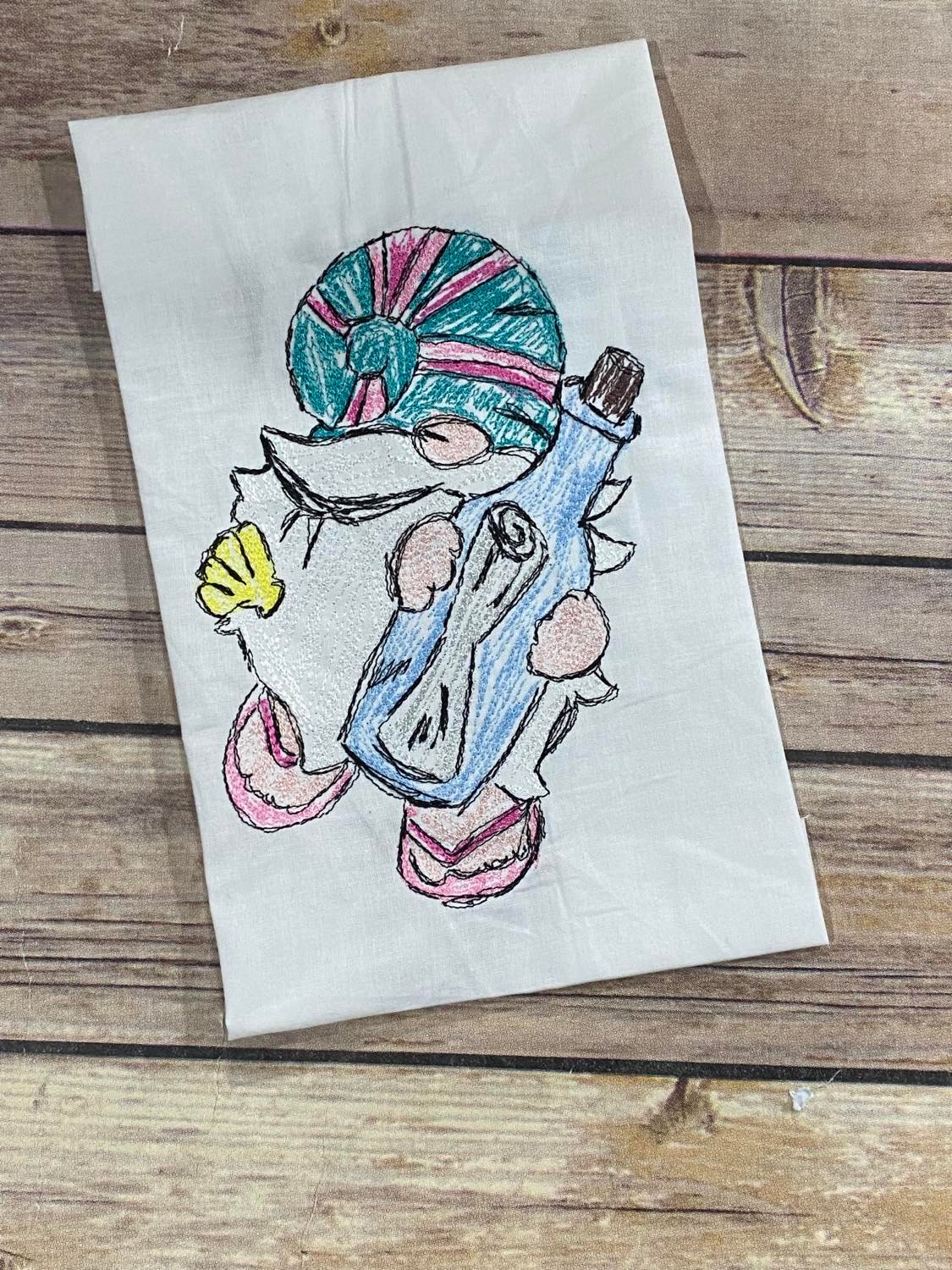 Sea Gnome 4 Scribble with a message in a bottle