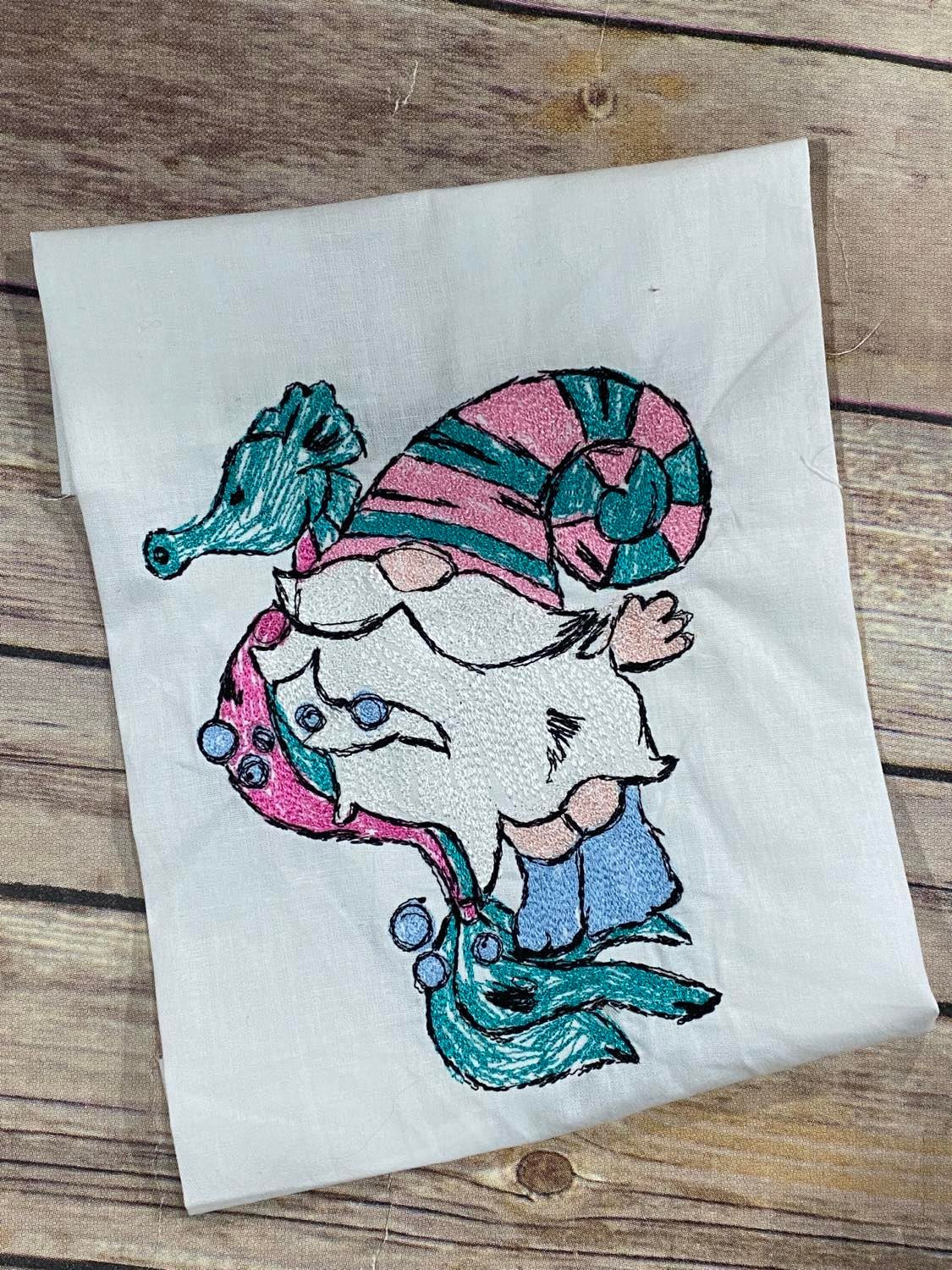 Sea Gnome 2 Scribble with Sea horse