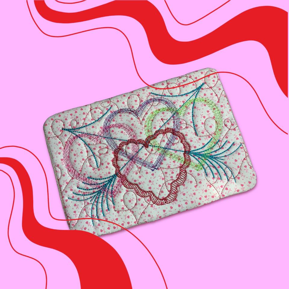 Be Mine Hearts Mug Rug ITH