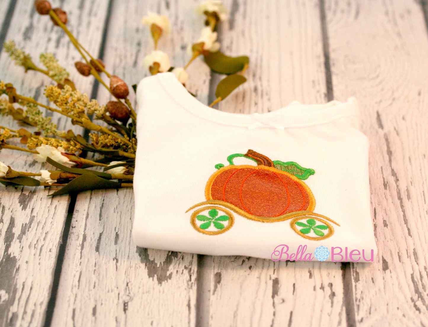 Fall Pumpkin Princess Carriage Applique 5x7