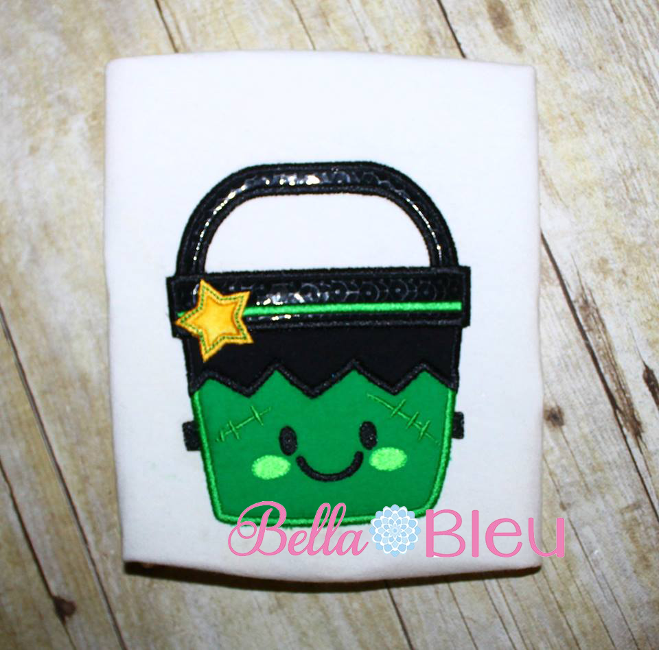 Halloween Frank Treat Bucket 4x4 machine embroidery design