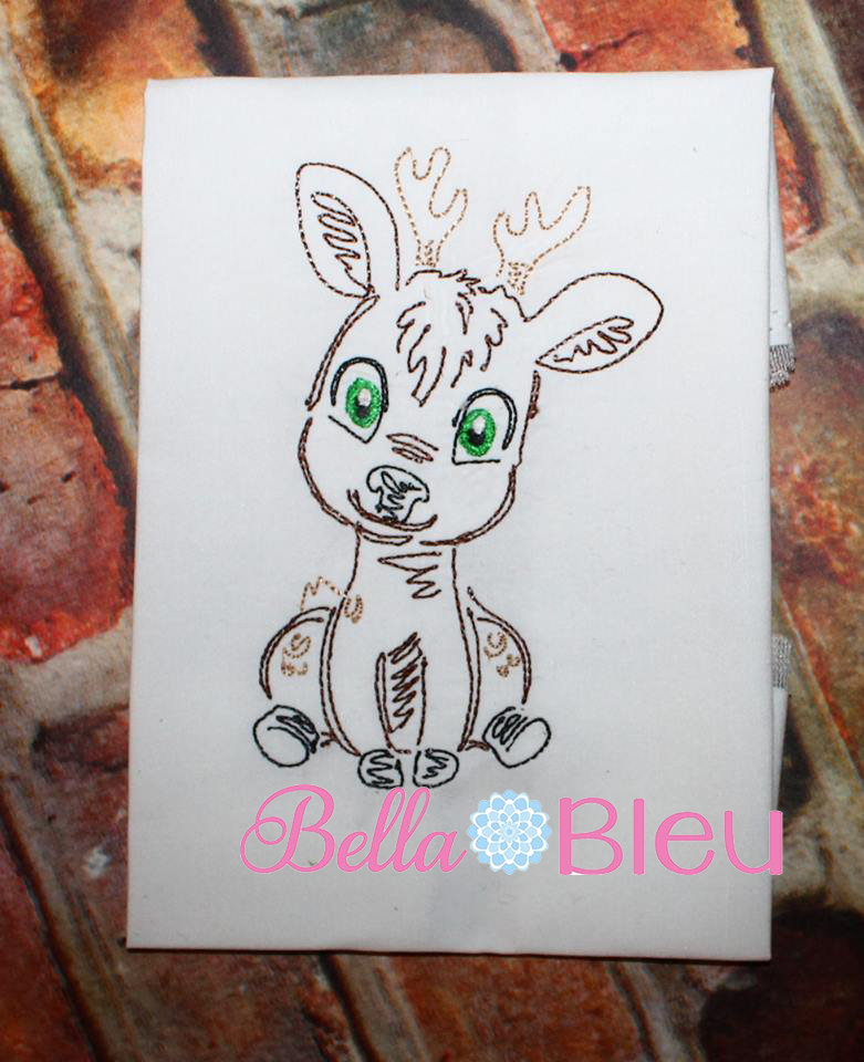 Sketchy Bean Stitch Deer 4x4 Machine Embroidery design