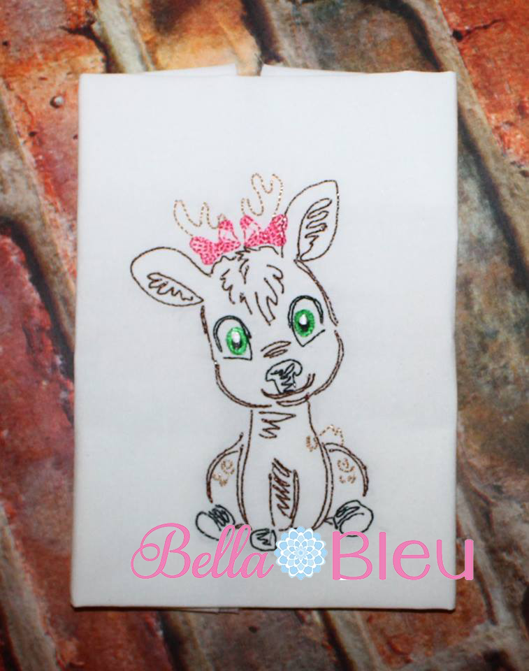 Girl Deer Bean Stitch Colorwork 5x5 embroidery design