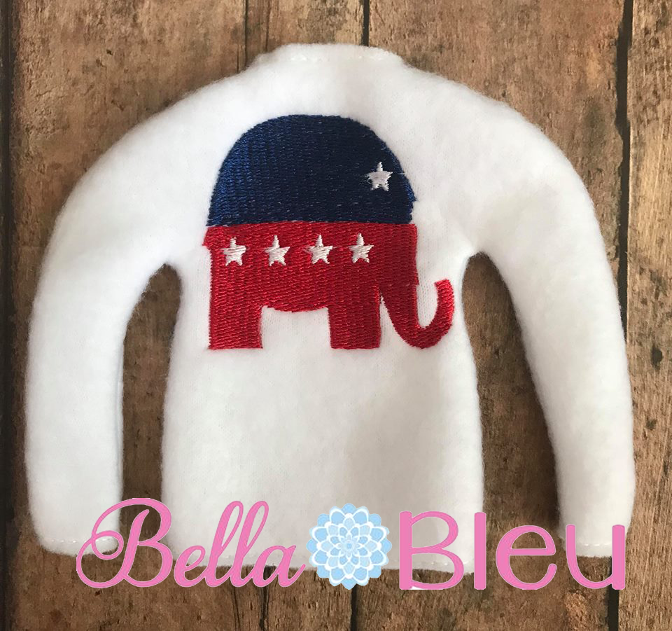 ITH Political Republican Elephant Elf Sweater Shirt Machine Embroidery design
