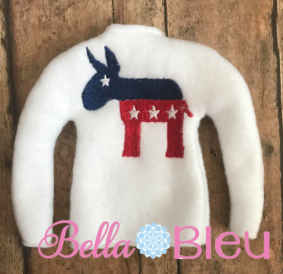 ITH Democrat Donkey Elf Sweater Shirt Machine embroidery design