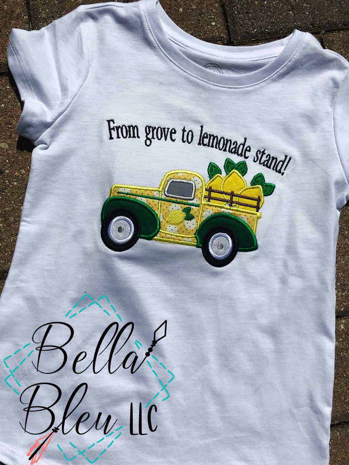 Vintage Truck Hauling Lemons Lemon Truck Machine Applique Embroidery Design
