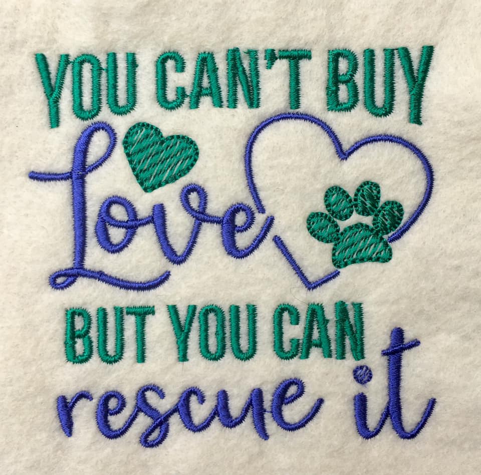 Rescue dog cat machine Embroidery design