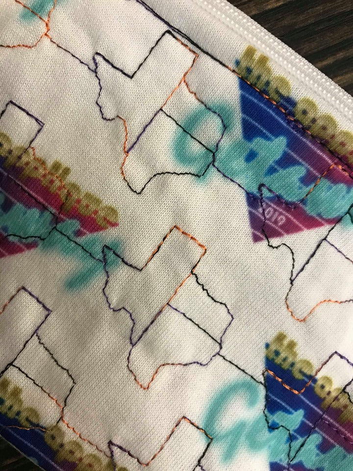 In the Hoop ITH Top Zipper Bag Texas Stippling Wallet Machine Embroidery Design Zip bag