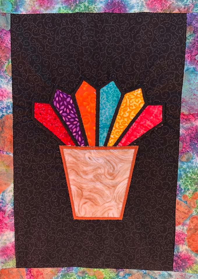 Flower Pot Quilting Quilt Applique Machine Embroidery design