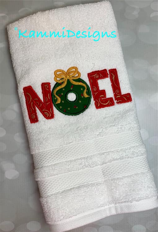 Noel Wording with Wreath Applique